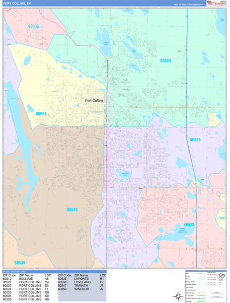 Fort Collins City Digital Map Color Cast Style